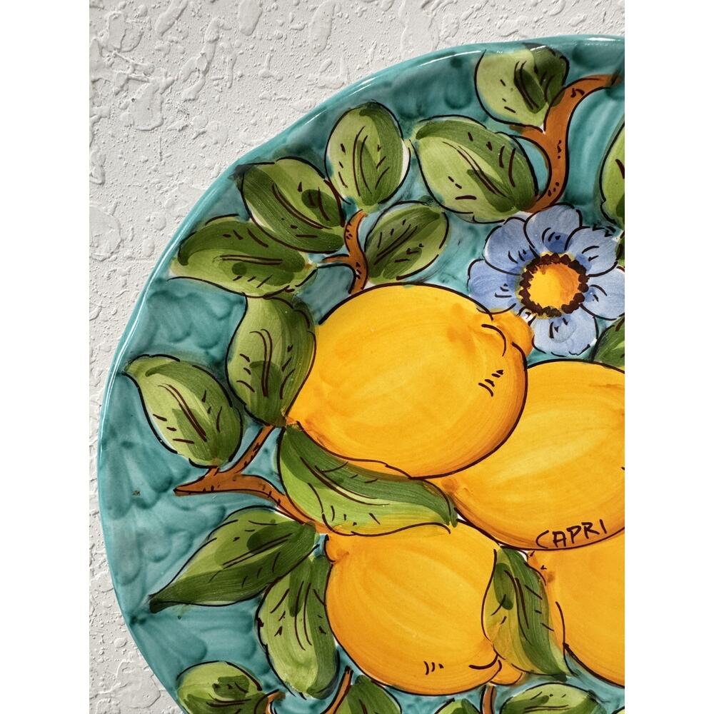 Italian Hand Painted Capri Lemon Wall Plate 10.25" Decorative Ceramic Charger - Picture 4 of 7